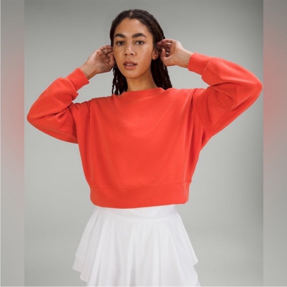 lululemon Softstreme Perfectly Oversized Cropped Crew Sweatshirt Solar Orange - Picture 3 of 16